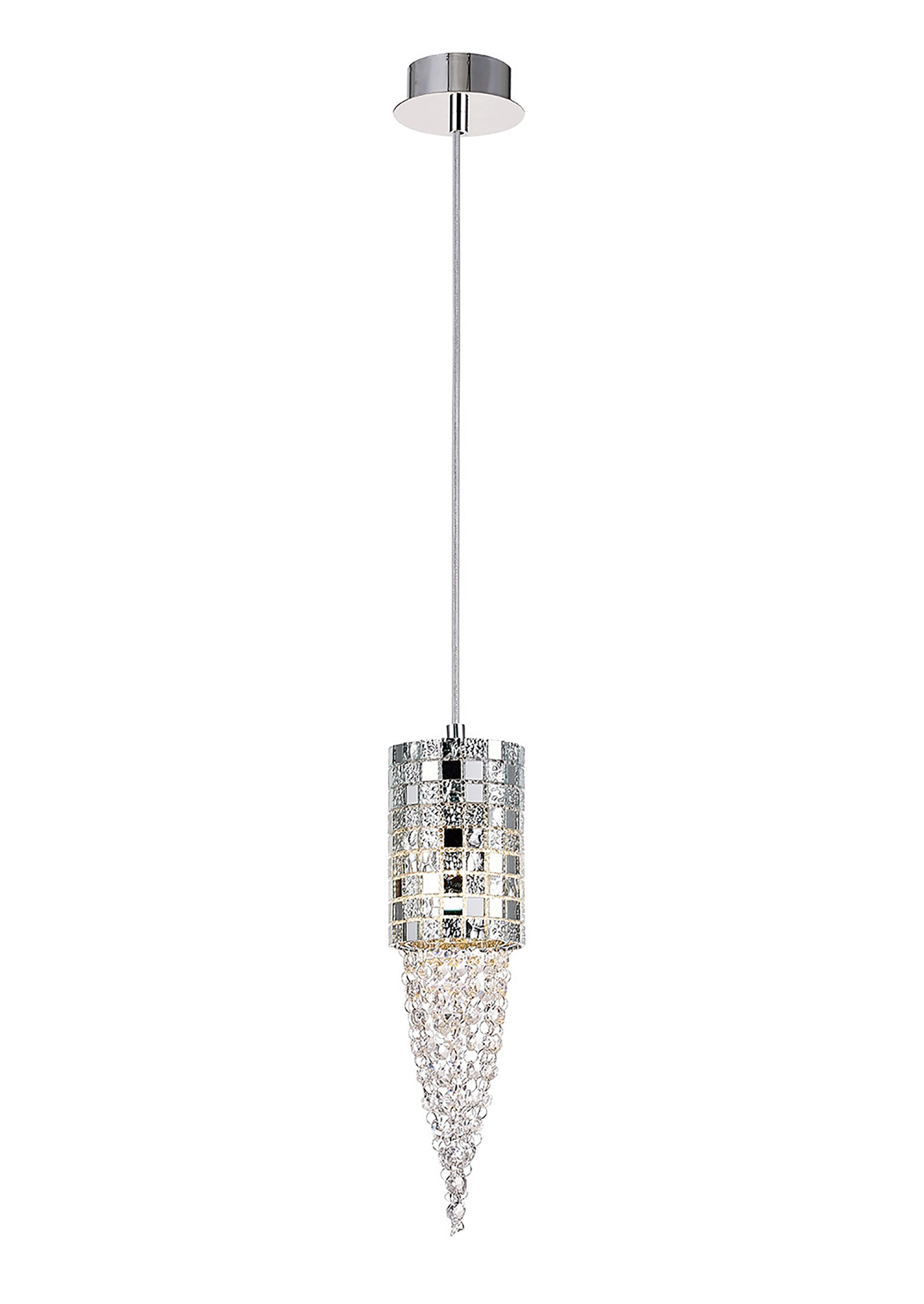 Camden Polished Chrome Crystal Ceiling Lights Diyas Single Crystal Pendants